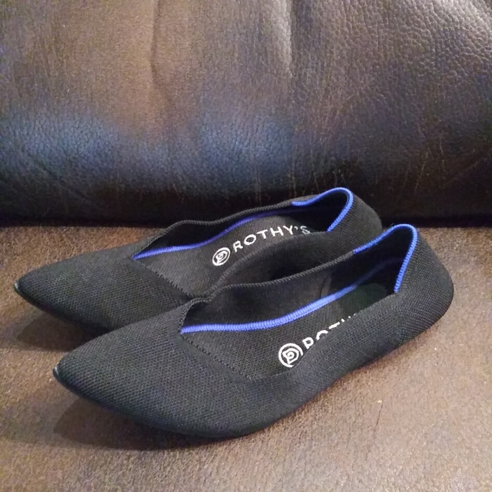 Rothy's Womens The Point Black Textile Slip On Ballet Flats Size 9 woven